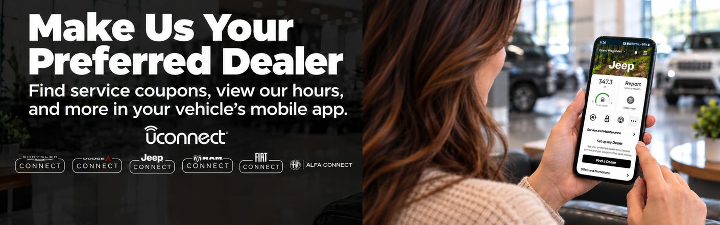 uconnect® make us your preferred dealer | Flow Chrysler Dodge Jeep Ram of Charlottesville in Charlottesville VA