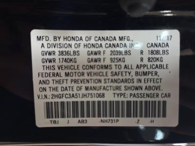 2018 Honda Civic Si (M6)